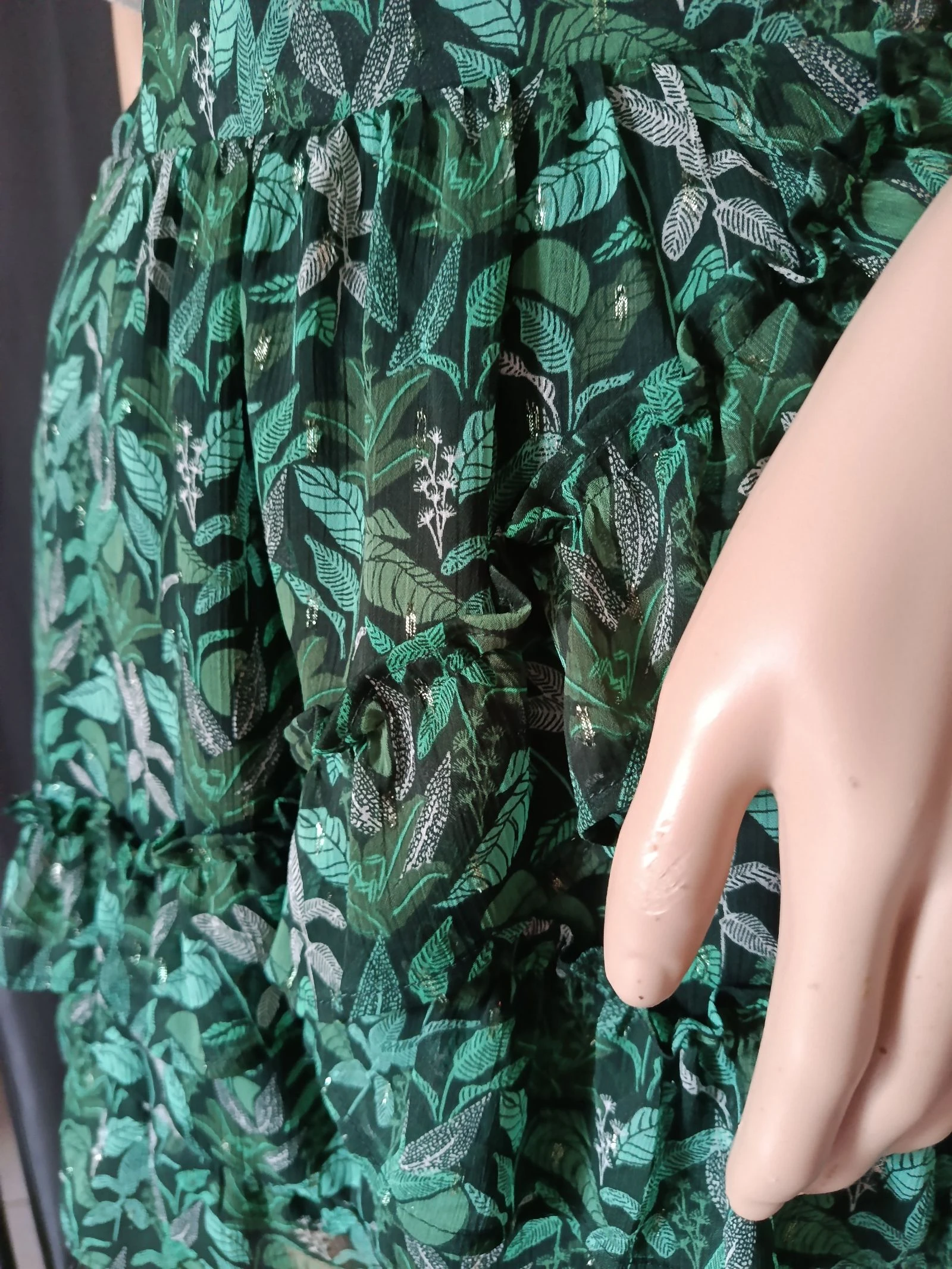Wijd groene en zilveren rok. Maat 40 – photo 3